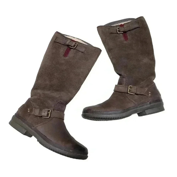 UGG Shoes - UGG Australia Tupelo Dark Brown Leather Moto Riding Boots Women Sz 6 Waterproof
